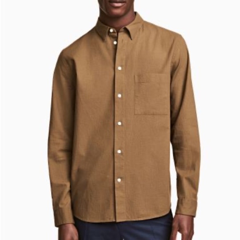 H&M | Men’s Linen Blend Regular Fit Button Down Shirt